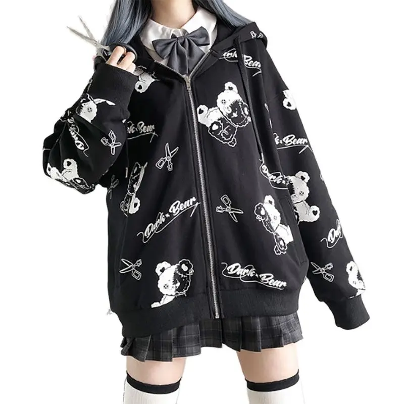 Женская ветровка с капюшоном осенняя свободная толстовка и карманами в стиле