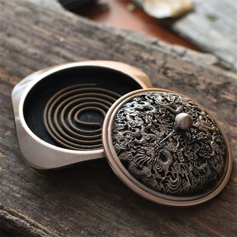 Дракон резные антикварные медные сплавы благовония горелка ароматерапия печи