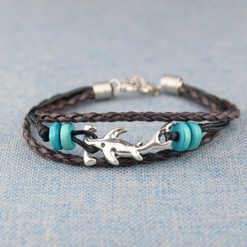Шарм браслет Акула кожаный веревочный для мужчин и женщин|Браслеты с шармами| |