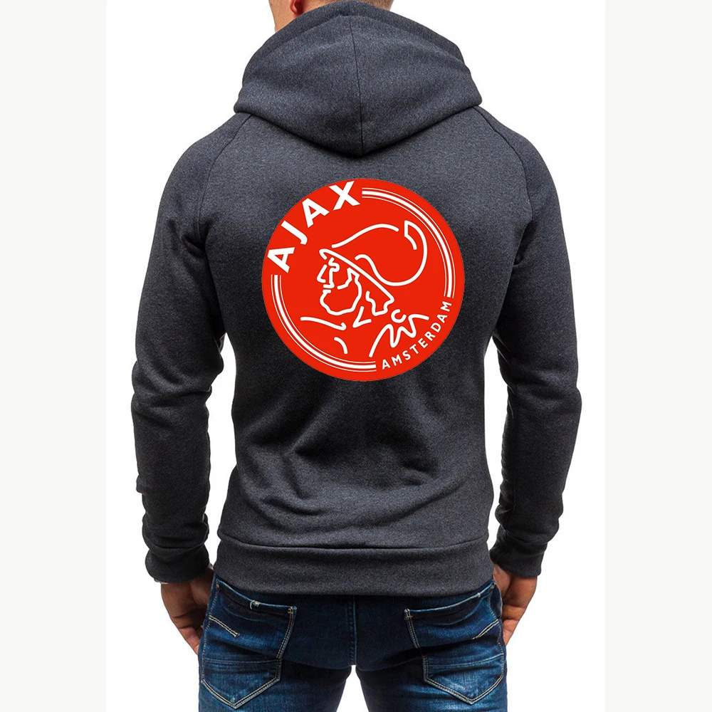 

2021 AJAX Logo Men's Hoodies Sweatshirt with Zipper Mens Clothing Casual Slim Fit Pocket Sweatshirt Hoodies Men Sportswear