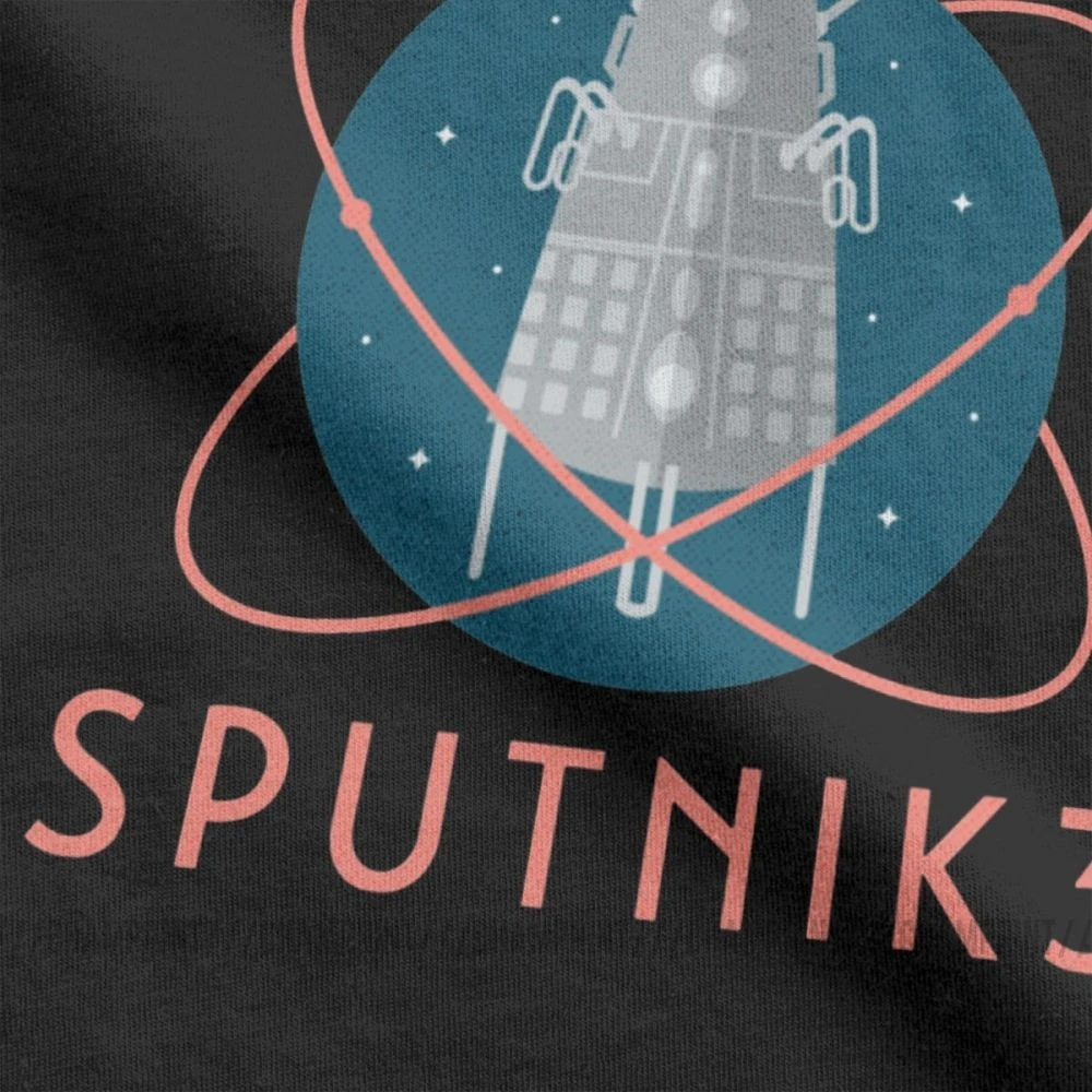 Мужская хлопковая футболка Sputnik в стиле ретро с принтом космической технологии |
