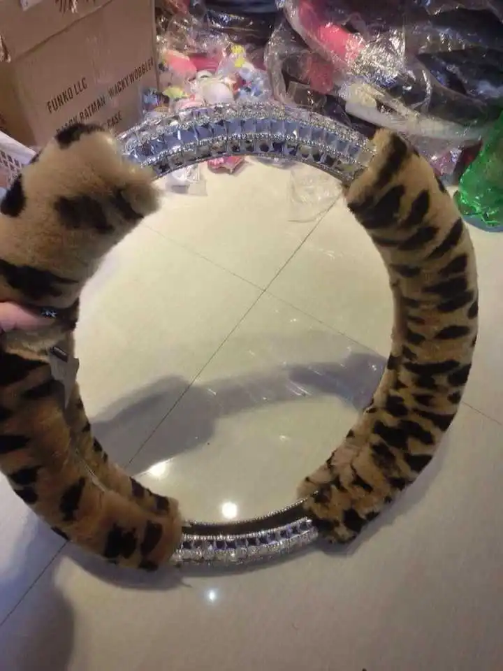 Новый Зимний плюшевый Меховой чехол рулевого колеса автомобиля милый