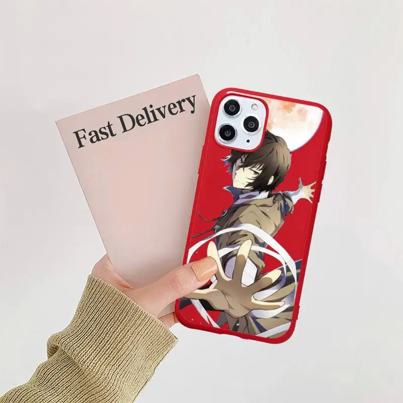 

Japan anime bungou stray Phone Case Candy Color Red for iPhone 11 12 pro XS MAX 8 7 6 6S Plus X 5S SE 2020 XR
