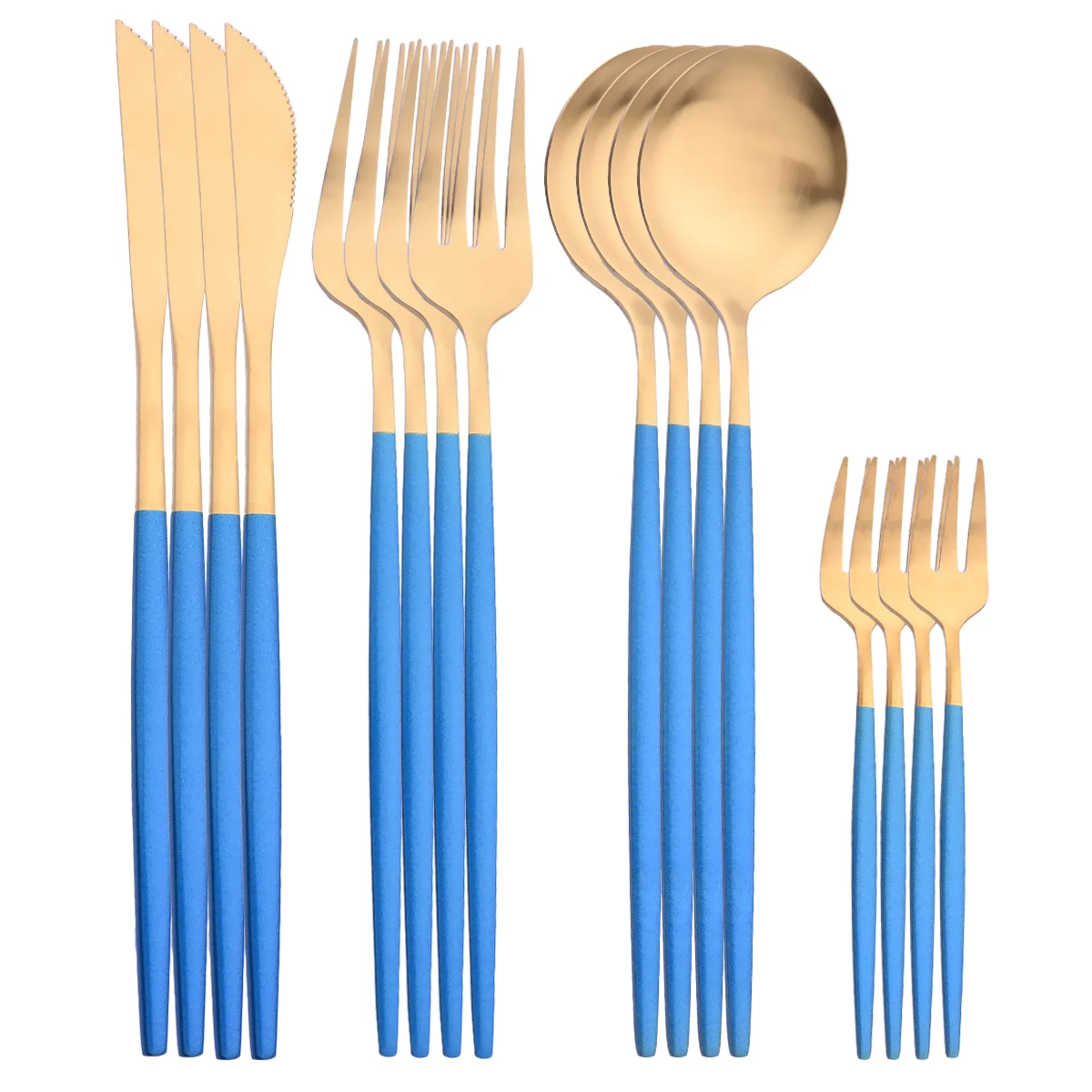 16Pcs Red Gold Cutlery Stainless Steel Set Knives Fork Coffee Spoon Dinnerware Matte Flatware Silverware Party Tableware | Дом и сад