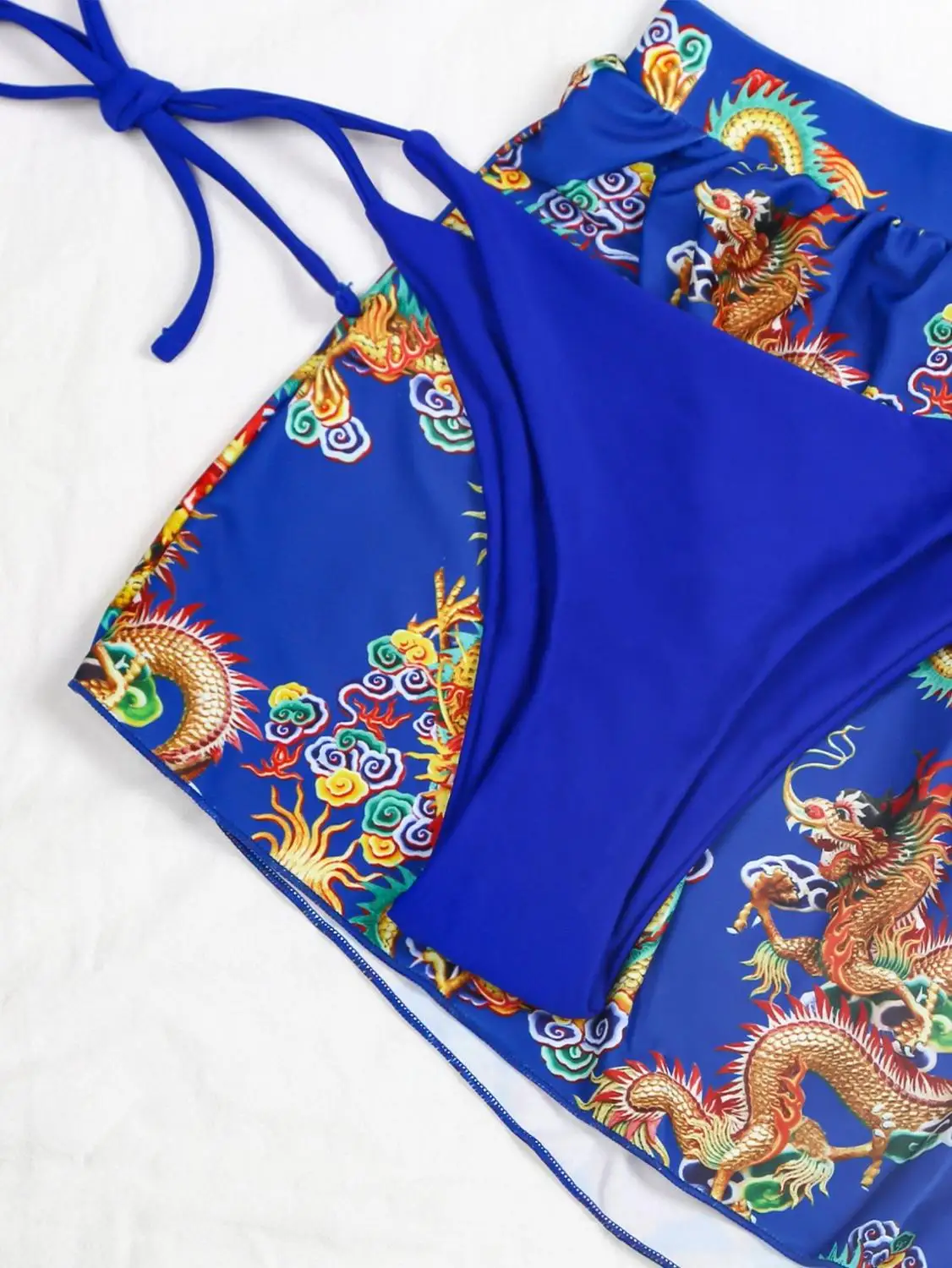 

Women Three Piece Bikini Set Push Up Swimwear Print Dragon Beach Bathing Suit Brazilian Thong Swimsuit For Girls Bikini Suit