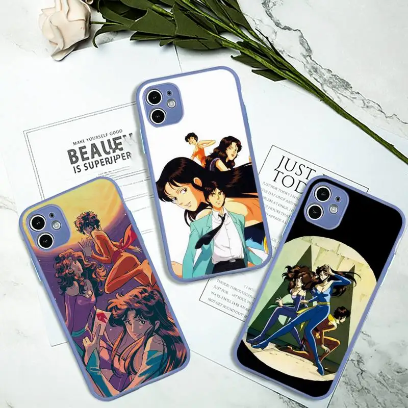 

Cats Eye Anime Cartoon Retro Phone Case Gray Color Matte Transparent For iPhone 13 12 11 Mini Pro Max X XR XS 7 8 Plus Cover