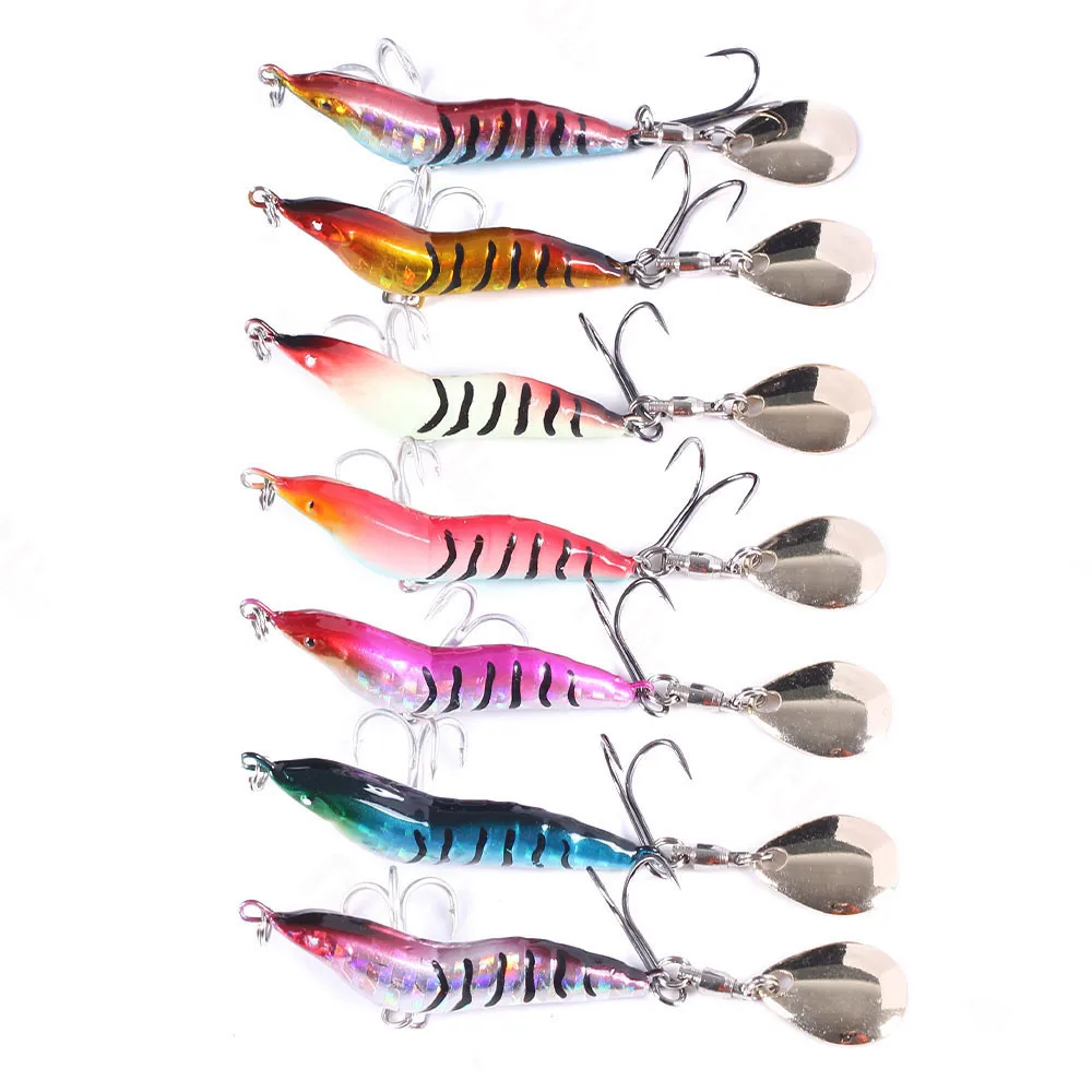9g 15g 22g 30g Bionic Metal VIB Sequins Hard Bait Shrimp Artificial Crank Bait Wobbler Rotating Sinking Jig Squid Fishing Lure