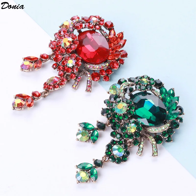 

Donia jewelry Fashion big glass pin corsage Europe and America retro exaggerated coat accessories needle autumn and winter new