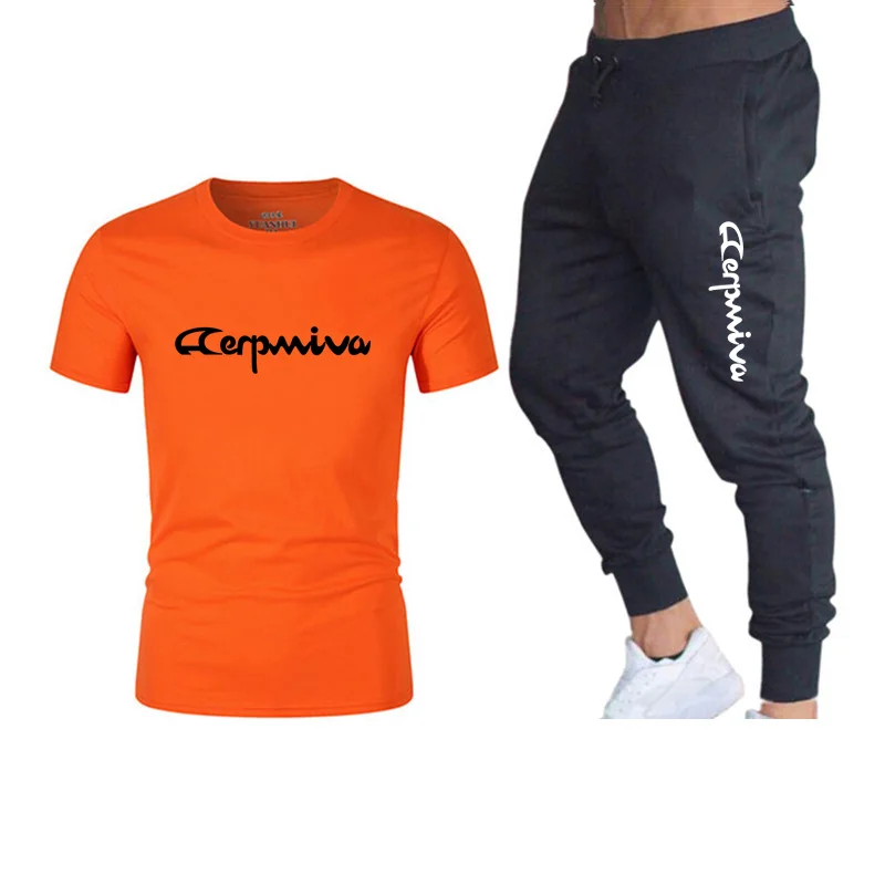

Men's Running T-shirt + Pants Men's Sports Pants + Men's Suit Jogging Sportswear Men's Pants Gym Sportswear Training Pants