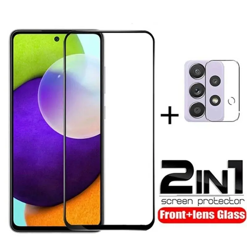 

2 In 1 For Samsung A72 A52 A42 A32 A51 A71 5G A12 Full Cover Shockproof Protective Tempered Glass Camera Lens Protector