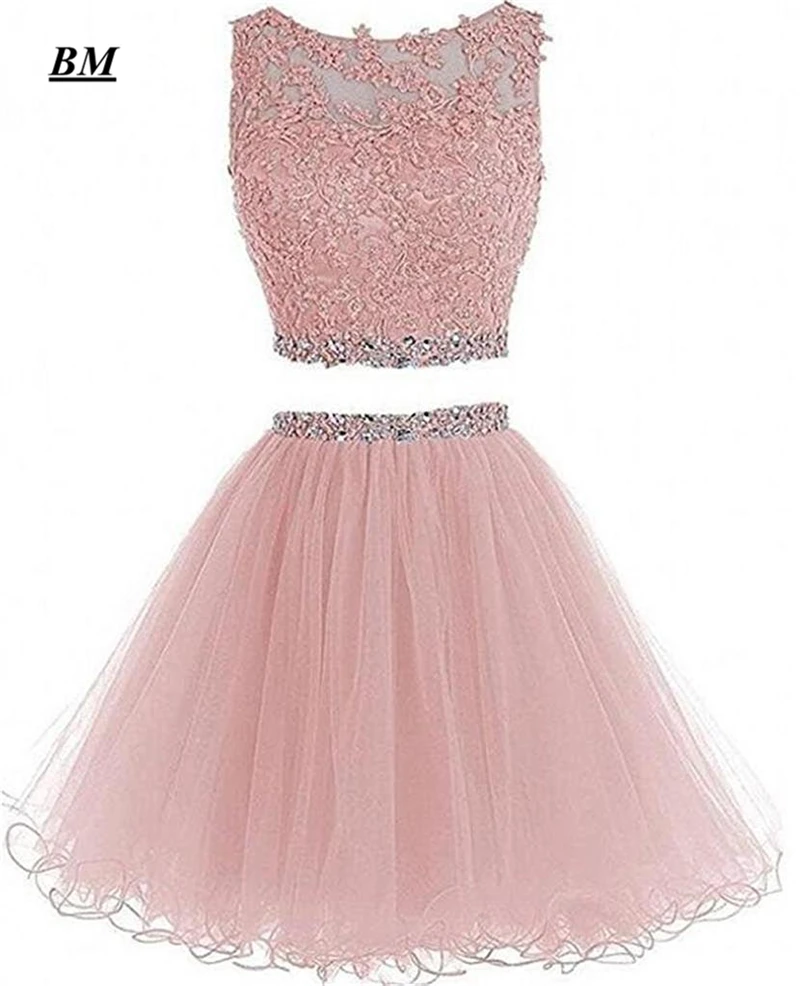 2021 короткие платья для встречи выпускников из двух частей с бисером Выпускной