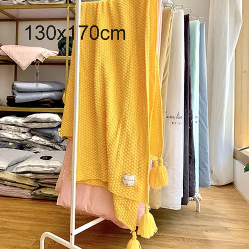 yellow Вафельное переплетенное одеяло для кровати легкое и мягкое идеально подходит для многослойной декоративной детской комнаты диван одеяло s - Цвет: yellow
