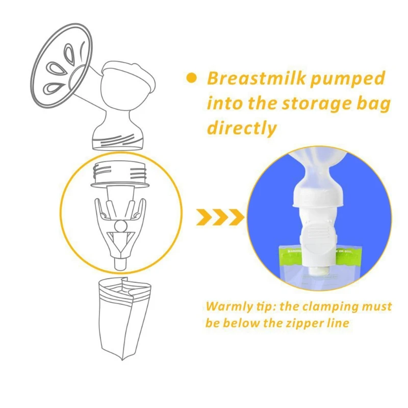 

Safety Baby Breast Milk Storage Bags Clip Adapter Converter Clamp for Standard Caliber Breast Pump Connector Wholesale
