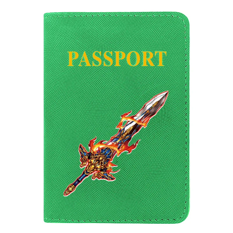 

Classic Sword Printing Charm Women Men Passport Cover Leather Travel ID Credit Card Holder Pocket Wallet Bags