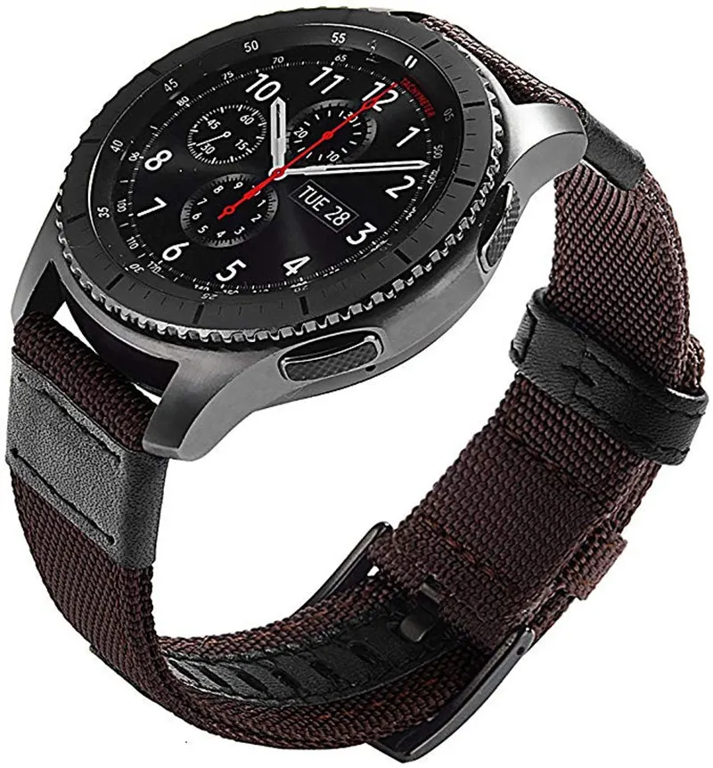 Ремешок нейлоновый кожаный для Samsung Galaxy Watch 46 мм 42 Active 2 Gear S3 Frontier Band 22 браслет Huawei GT
