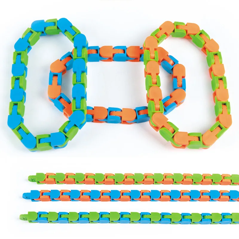 Cadena de rotaci&oacute;n para ni&ntilde;os y adultos, juguete antiestr&eacute;s, Spinner con cadena, pulsera, puzle de serpiente, juguete educativo colorido-1