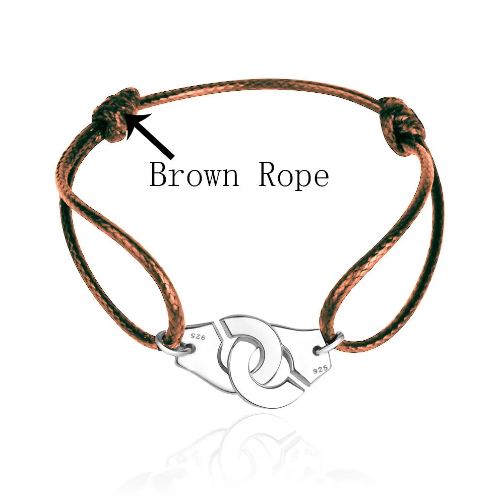 

France Pour Femme Jewelry 925 Sterling Silver Handcuff Bracelet For Women Men Rope Bracelet 925 Silver Bracelet Menottes Bijoux