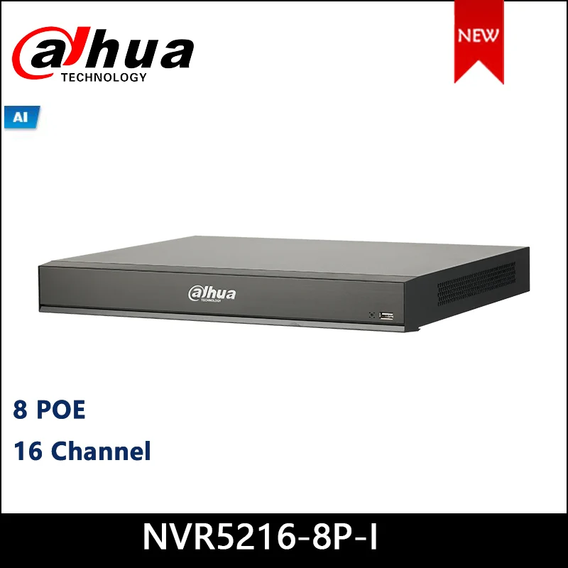 Verkauf Dahua NVR DHI-NVR5216-8P-I 16 Kanal 1U 8PoE AI Netzwerk Video Recorder 1-8 PoE Ports Unterstützung EPoE & EoC NVR5216-8P-I
