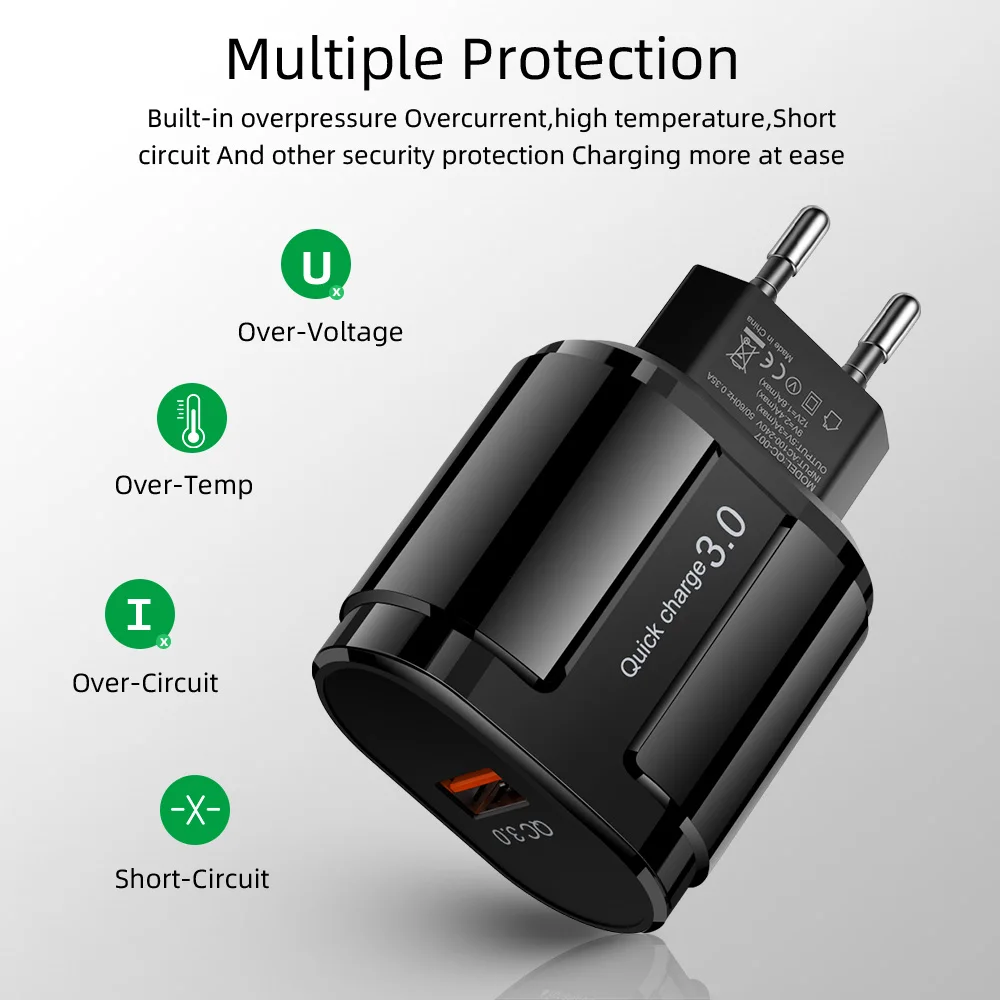 QC3.0 USB зарядное устройство 5 В 3A Быстрая зарядка EU US вилка адаптер настенный