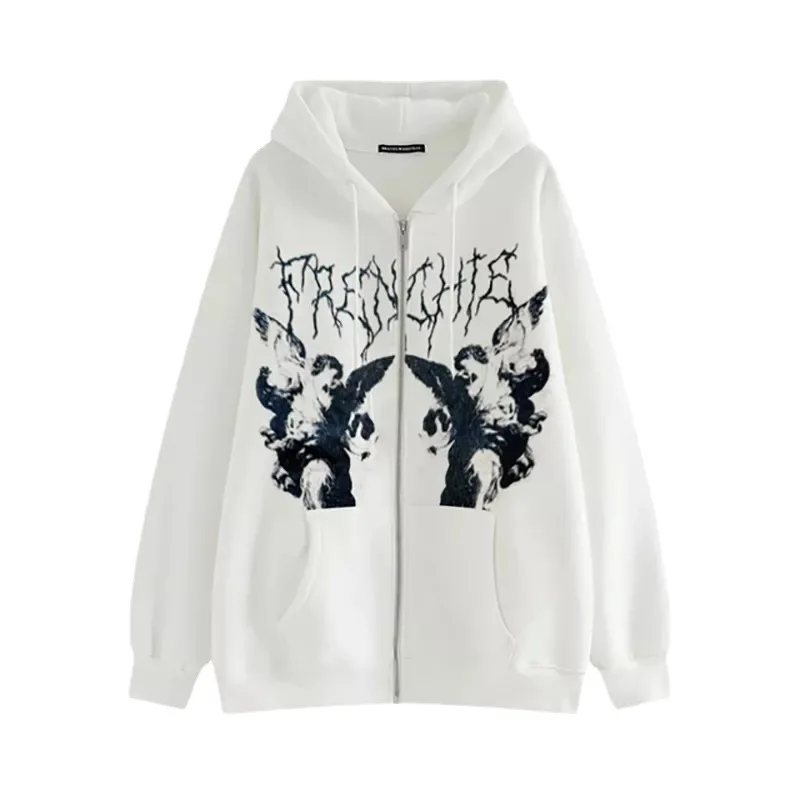

2021 New Hoodie Dark Printed Jacket Coat Fleece Winter Coat Zipper