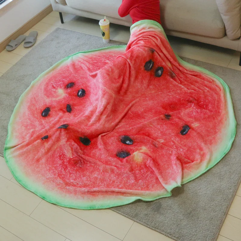 

Watermelon Blanket Soft Warm Flannel Blankets Round Thicken Blankets TV Nap Wrap travel Home Blankets Funny Flannel Blanket