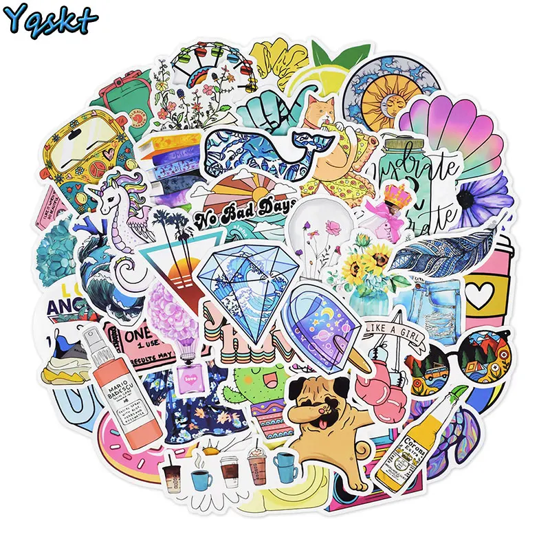 

Vsco Girl Stickers 50 Pieces Waterproof Skateboard Radiator Suitcase Motorcycle Sticker Pack Portable Race Children Kids