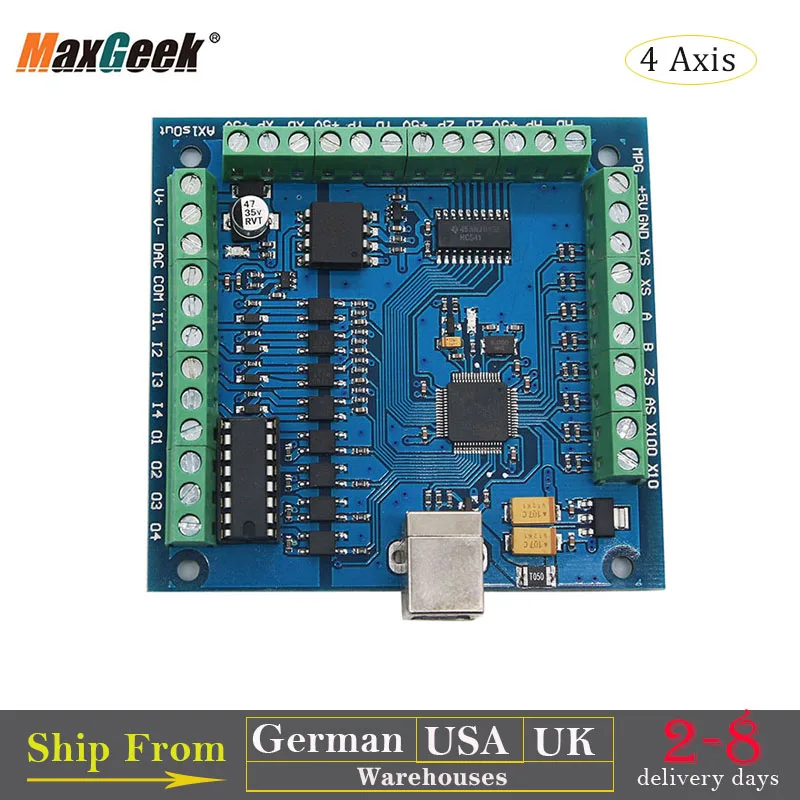 Maxgeek MACH3 4 Axis USB CNC Control ler Card Гладкий Степпер Motion Mach3 плата управления для гравировки