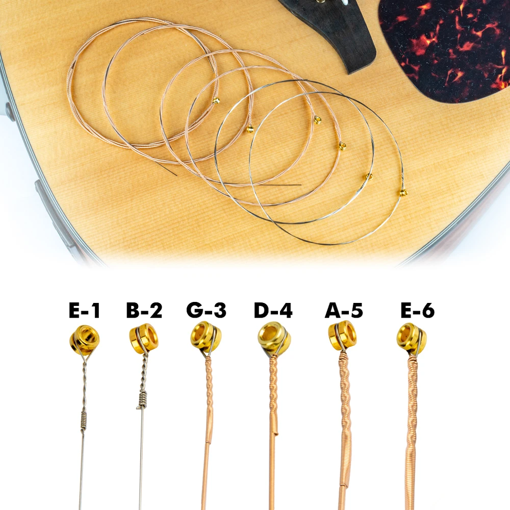 

6-Piece Acoustic Guitar Strings Set with Hexagonal Steel Core Phosphor Bronze Wire Winding Harder Tension guitar accessories