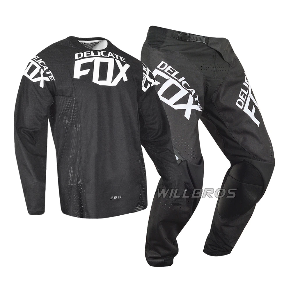 

Delicate Fox MX 360 Kila Jersey Pants Motocross Dirt Bike DH SX MTB ATV Off Road Adult Racing Gear Set Black