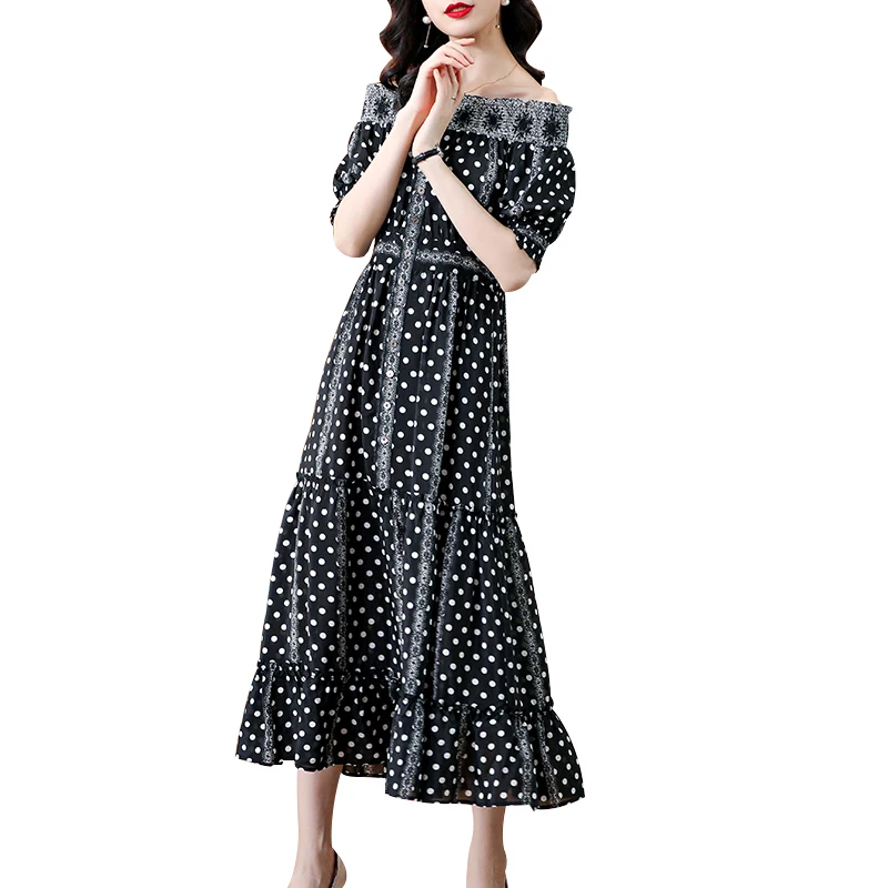 

Silk Print Dress Women's Summer 2021 New Slim Temperament Gentle Wind Long Floral Silk Skirt