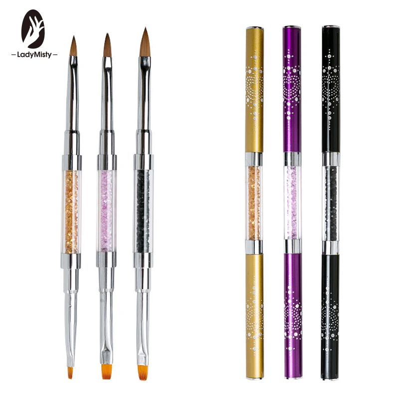 2 насадки для ногтей УФ-гель кристальная ручка плоская рисования кисть карандаш