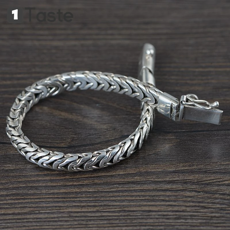 Уникальный вкус планшетовый мужской браслет из тайского серебра плетеные