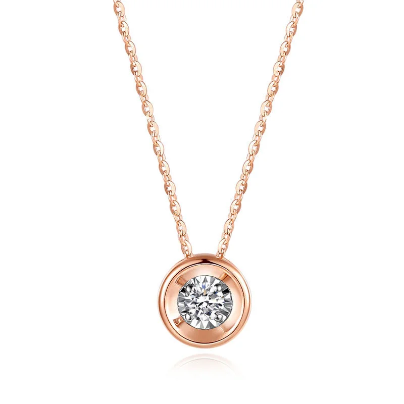 Классические со стразами, 18 K, настоящее золото, AU750, роза, фигурная подвеска, комплект колье с подвеской для женщин, подарок для девочек, вечерние ювелирные изделия высокого качества