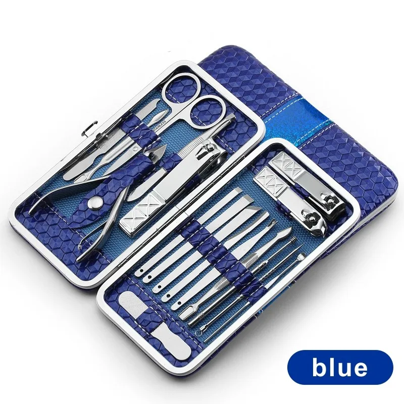 

21 Pcs Manicure Set Kit Pedicure Scissor Tweezer Knife Ear Pick Utility Nail Clipper Stainless Steel Nail Care Tool Sets Upgrade