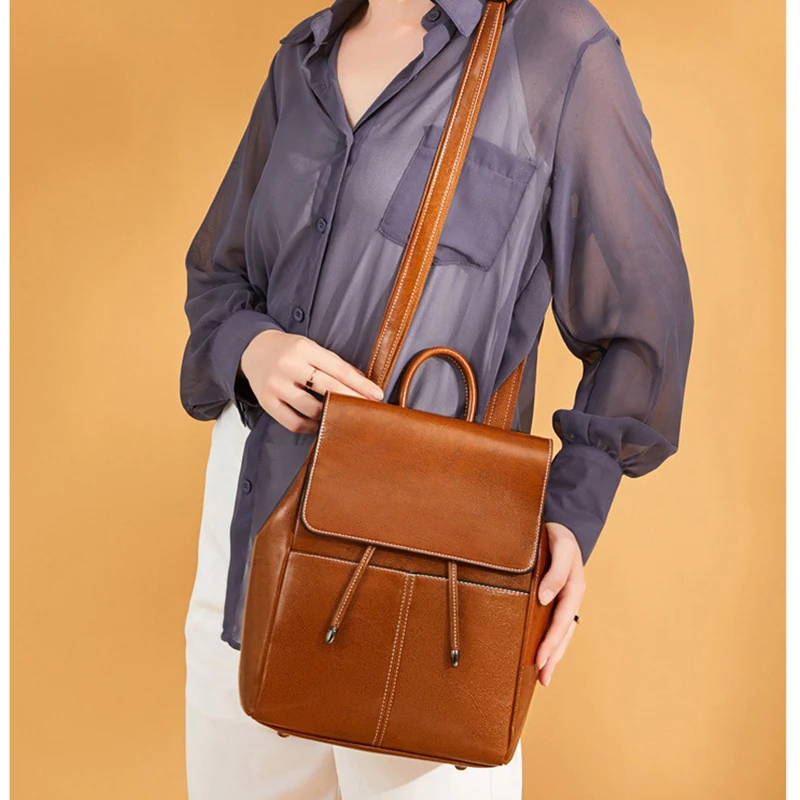 Рюкзак женский из натуральной кожи Повседневный с двумя ремнями 2019 | Багаж и