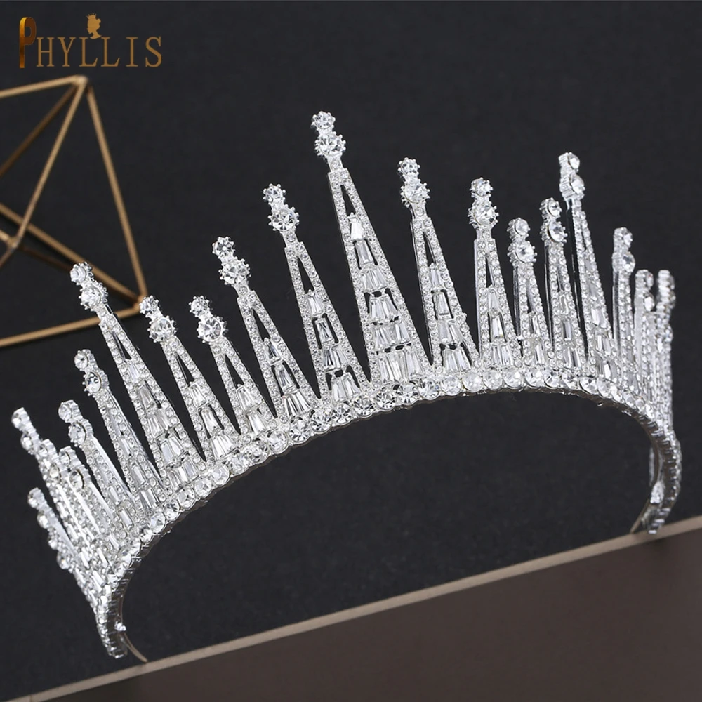 

PHYLLIS A88 Bride Tiara Crown Bijouterie Female Brides Headpiece and Headdresses Decorations for Girls Princess Rhinestone Crown