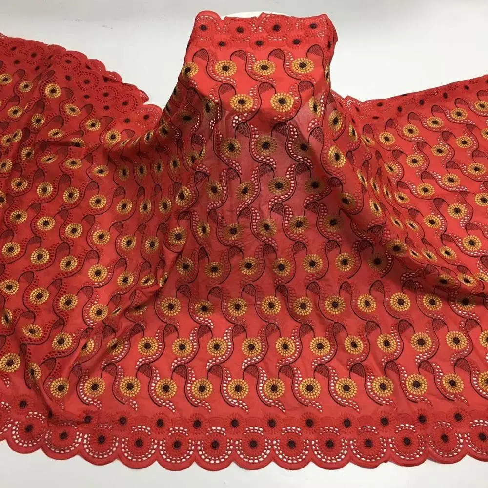 100% cotton swiss lace fabric high quality embroidery nigerian african with stones for women dress 5yards | Дом и сад