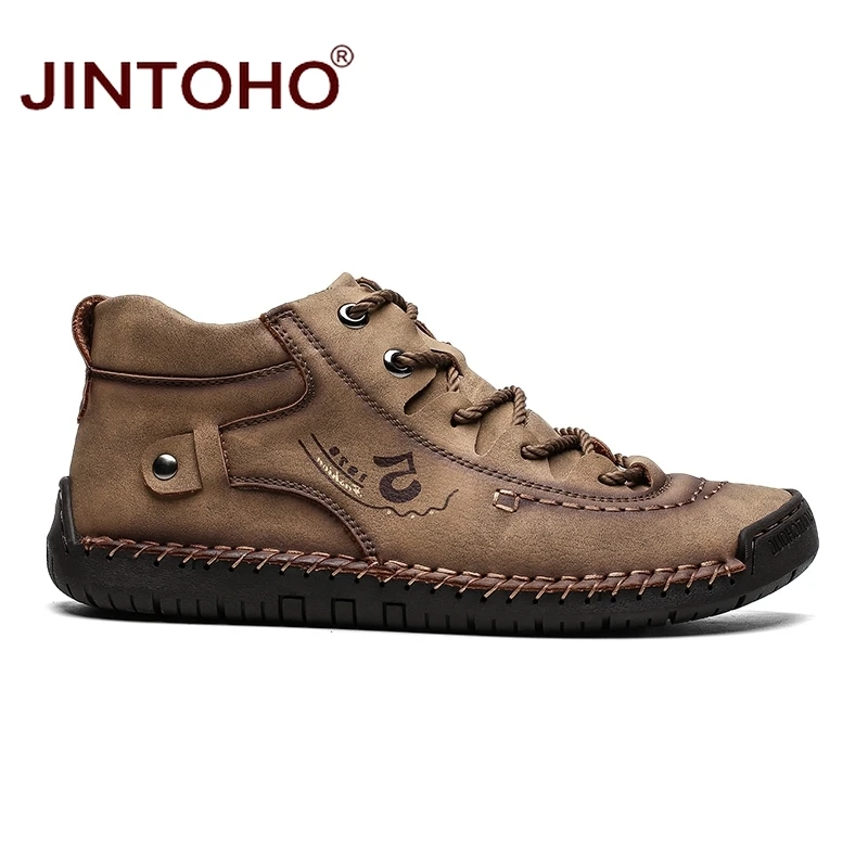 JINTOHO/мужские зимние ботинки из натуральной кожи; модная мужская обувь из натуральной кожи; мужские кожаные ботинки; мужские зимние ботинки; мужские ботинки