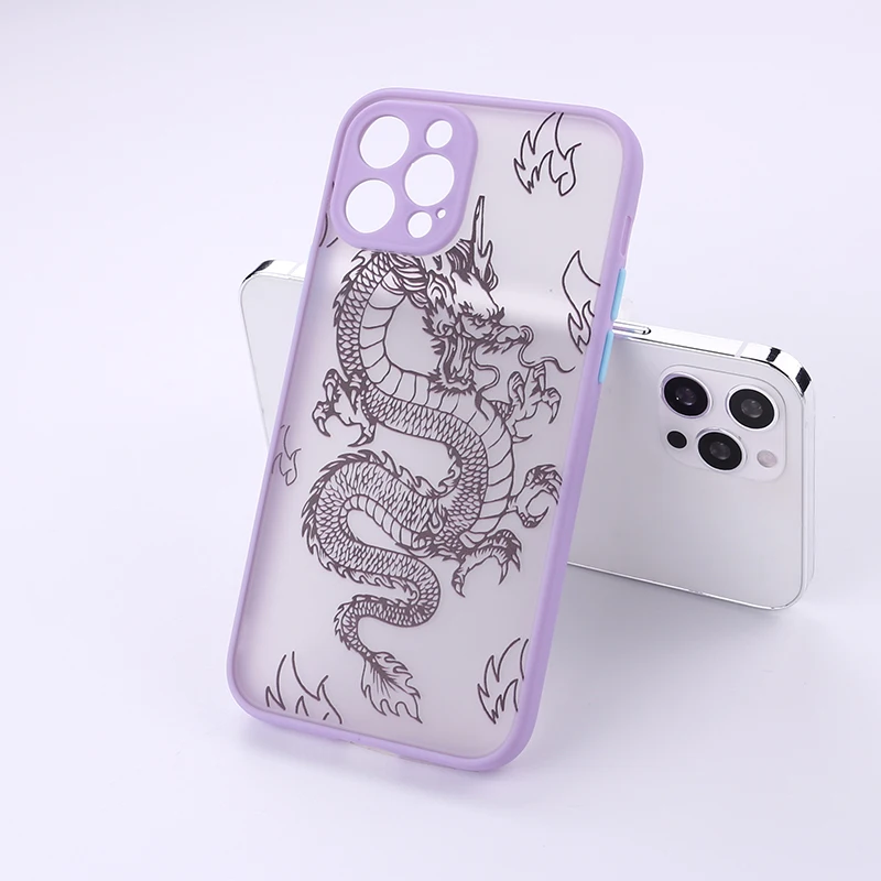 

Remazy Fashion Dragon Animal Pattern Phone Case For iPhone 12 11 Pro XS MAX X 7 XR SE20 8 6Plus Hard Transparent Cover Matte Bag
