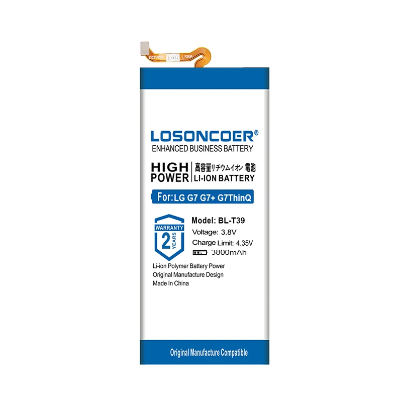 LOSONCOER аккумулятор BLT39 BL-T39 емкостью 3800 мАч для LG G7 G7+ G7ThinQ LM G710 ThinQ G710 Q7+ LMQ610