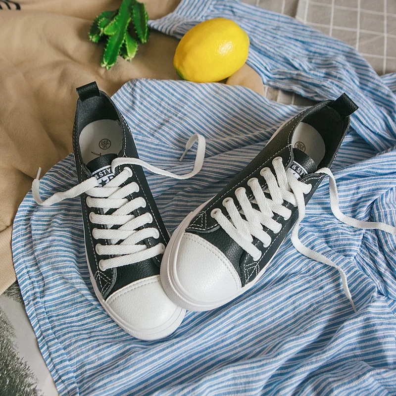 

Woman Shoes New Fashion Casual pu Leather Shoes Women Casual white black Classic Black Ladies Shoes women's Sneaker 3h71