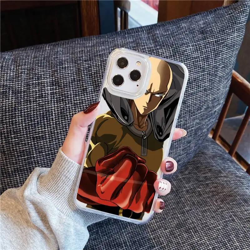 

Anime One Punch Man Phone Case For iphone 12 11 8 7 6s 6 5 5s 5c se plus mini x xs xr pro max Transparent soft
