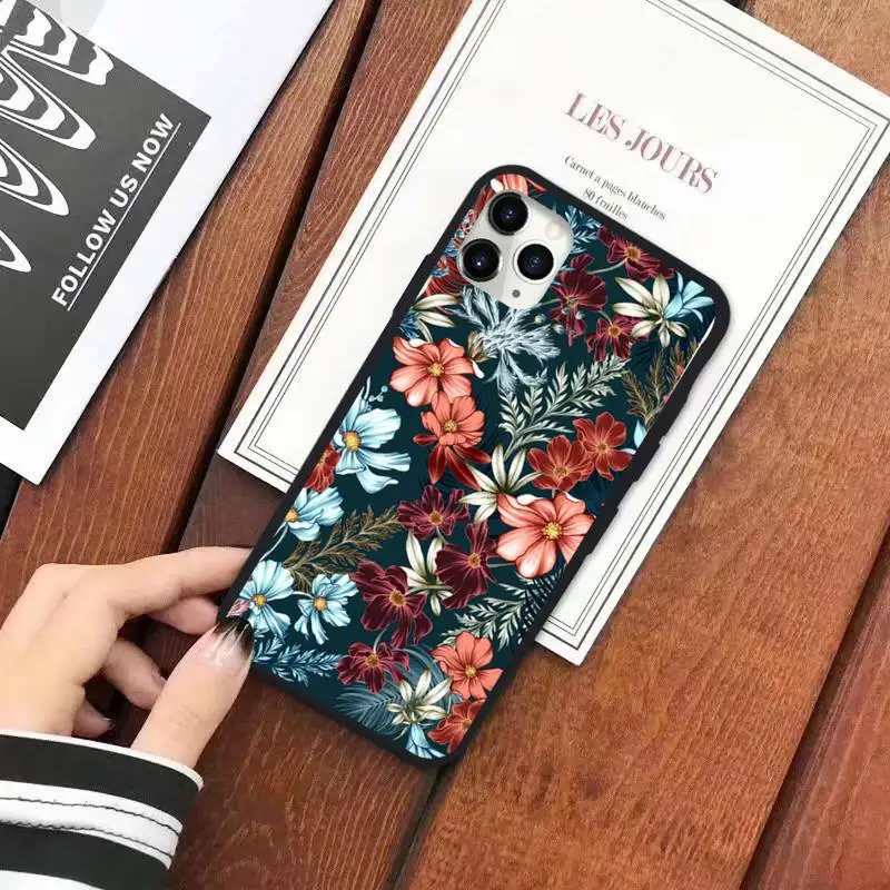 

Fashion Retro Style Flowers Phone Case for iPhone 11 12 pro XS MAX 8 7 6 6S Plus X 5S SE 2020 XR