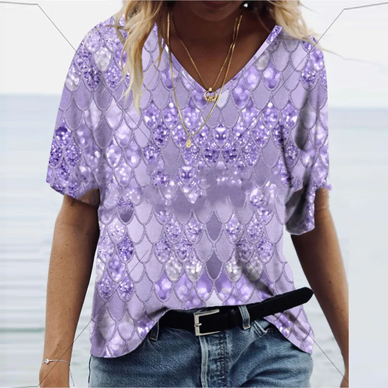 

Fashion Vintage Print Women Loose Blouse Pullover Spring Casual V Neck Short Sleeve Shirts Summer Female Tops Blusa Streetwear