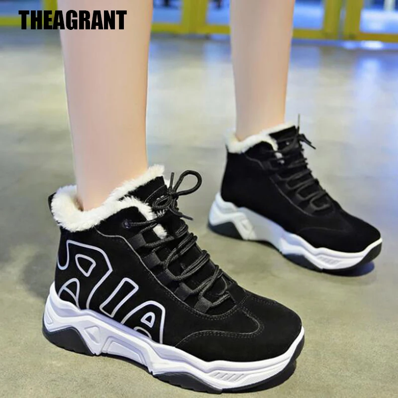 THEAGRANT женские кроссовки на платформе с теплым мехом и плюшем коллекция 2019 года