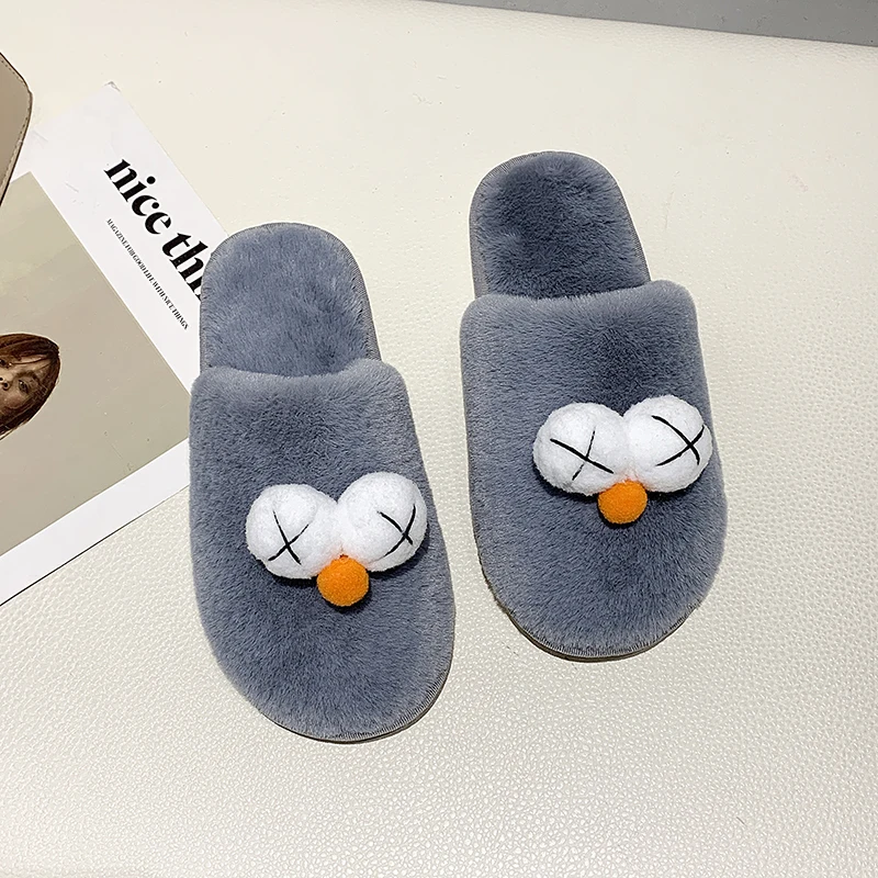 Indoor Warm Women Slippers Cute Winter Fur Home Shoe Female Girl Nonslip Cotton House Flat Plush Footwear | Обувь