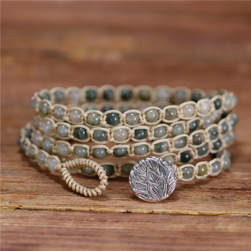 

Beaded Braided Bracelets Natural Stones 5X Strands Wrap Bracelets Vintage Woven Stackable Bracelet Yoga Handmade Lover Bracelet