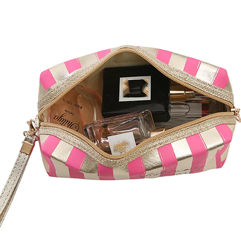 New Phnom Penh Stripe Cosmetic Bag PU Leather Laser Anise Storage Lady Clutch Portable Toiletry | Багаж и сумки