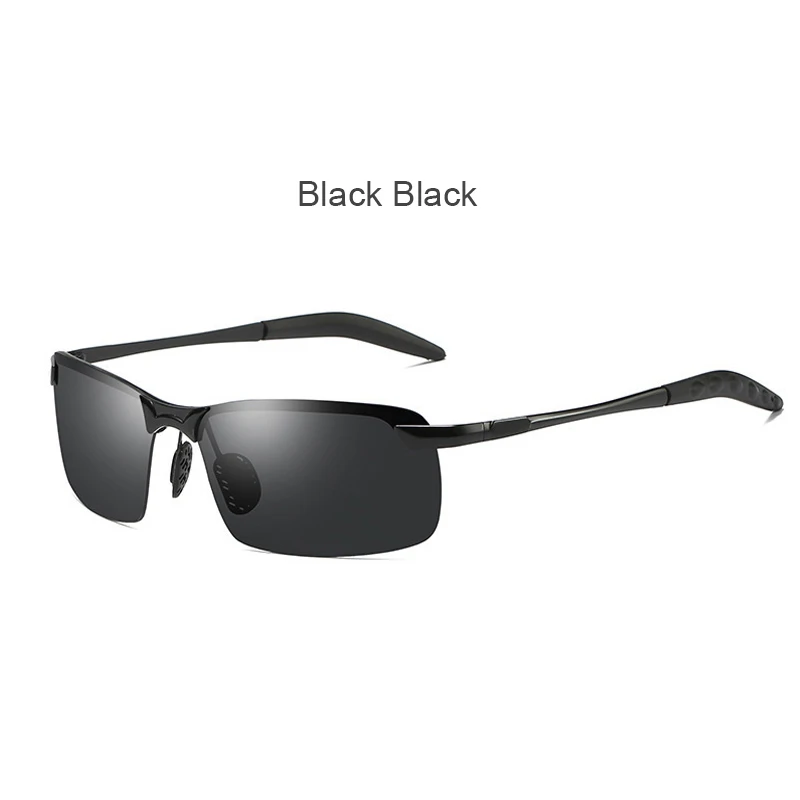 C8 black black Поляризованные фотохромные солнцезащитные очки для мужчин, для вождения, прямоугольные, хамелеон, меняющие цвет, солнцезащитные очки, день, ночное видение, антибликовые очки - Цвет линз: C8 black black