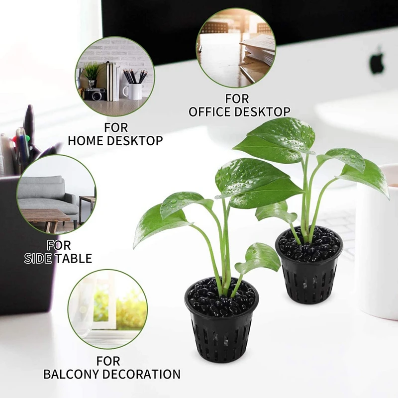 

50Pcs Planting Baskets Plastic Mesh Pot Plant Grow Cup for Garden Hydroponic Planting (Black)